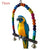 1PC Natural Wooden Parrots Swing Toy Birds Colorful Beads Bird Supplies Bells Toys Perch Hanging Swings Cage for Pets